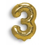 Balon Cyfra "3" Złota 100 cm