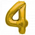 Balon Cyfra "4" Złota 100 cm