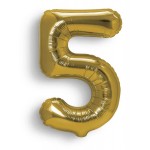 Balon Cyfra "5" Złota 100 cm