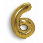 Balon Cyfra "6" Złota 100 cm