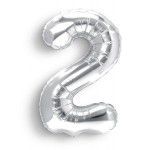 Balon Cyfra "2" Srebrna 100 cm