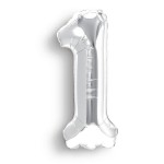 Balon Cyfra "1" Srebrna 100 cm