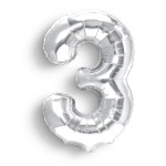 Balon Cyfra "3" Srebrna 100 cm