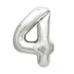 Balon Cyfra "4" Srebrna 100 cm