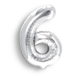 Balon Cyfra "6" Srebrna 100 cm