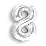 Balon Cyfra "8" Srebrna 100 cm