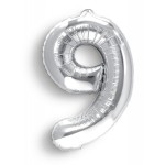 Balon Cyfra "9" Srebrna 100 cm