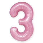 Balon Cyfra "3" Różowy 100 cm