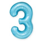 Balon Cyfra "3" Niebieski 100 cm