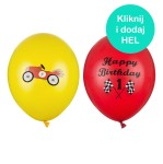 Balon Autko Happy Birthday mix  pastel 14 cali - 35 cm