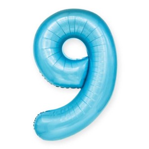 Balon Cyfra "9" Niebieski 100 cm