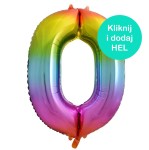Balon Cyfra "0" Tęczowa ok 100 cm