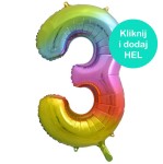 Balon Cyfra "3" Tęczowa ok 100 cm