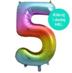 Balon Cyfra "5" Tęczowa ok 100 cm
