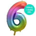 Balon Cyfra "6" Tęczowa ok 100 cm