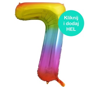 Balon Cyfra "7" Tęczowa ok 100 cm