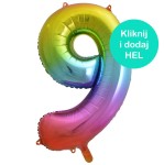 Balon Cyfra "9" Tęczowa ok 100 cm