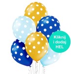 Balony niebieskie w białe grochy mix 6szt