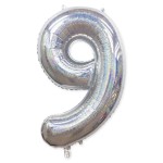 Balon Cyfra "9" Holograficzny 100 cm