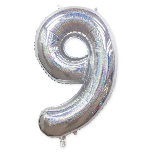 Balon Cyfra "9" Holograficzny 100 cm