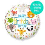 Balon Happy Birthday zwierzątka okrągły 18 cali - 45 cm