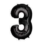 Balon Cyfra "3" Czarny 100 cm 