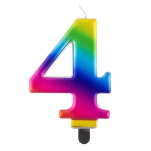 Świeczka Urodzinowa Cyfra 4 Tęczowa