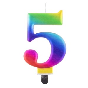 Świeczka Urodzinowa Cyfra 5 Tęczowa