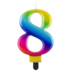 Świeczka Urodzinowa Cyfra 8 Tęczowa