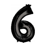 Balon Cyfra "6" Czarny 100 cm 