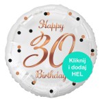 Balon foliowy 30 Happy Birthday biały 18cali - 45cm