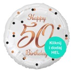 Balon foliowy 50 Happy Birthday biały 18cali - 45cm