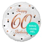 Balon foliowy 60 Happy Birthday biały 18cali - 45cm