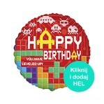 Balon Happy Birthday Tetris okrągły 18 cali - 45 cm 
