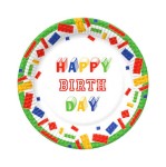 Talerzyki Happy Birthday Klocki Lego 18 cm 8 szt 