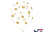 Balon Kropki złote Transparentny 14 cali - 35 cm