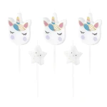 Świeczki Urodzinowe Biały Jednorożec 5szt.
