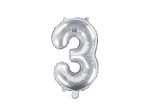 Balon Cyfra Srebrna "3" 35 cm  