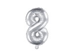Balon Cyfra Srebrna "8" 35 cm 