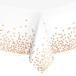 Obrus biały z konfetti złoty róż ceratowy 137x274 cm  