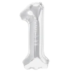 Balon Cyfra Srebrna"1" 70 cm 
