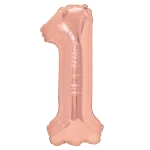 Balon Cyfra Złoty Róż "1" 70 cm