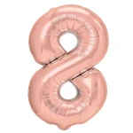 Balon Cyfra Złoty Róż "8" 70 cm