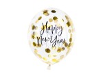 Balon "Happy New Year" Transparentny z konfetti 14 cali - 35 cm