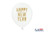 Balon "Happy New Year" Pastel Pure White 14 cali - 35 cm