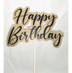 Topper Happy Birthday Złoto-Czarny 