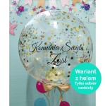 Balon Bubble Personalizowany Konfetti Złote Koła ok. 53 cm  