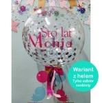 Balon Bubble Personalizowany Konfetti Srebrne Holograficzne Koła ok. 53 cm   