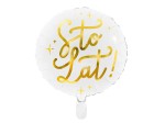 Balon Sto Lat Biało-złoty okrągły 18 cali - 45 cm 