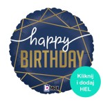 Balon foliowy Happy Birthday Granatowy 18cali - 46cm 